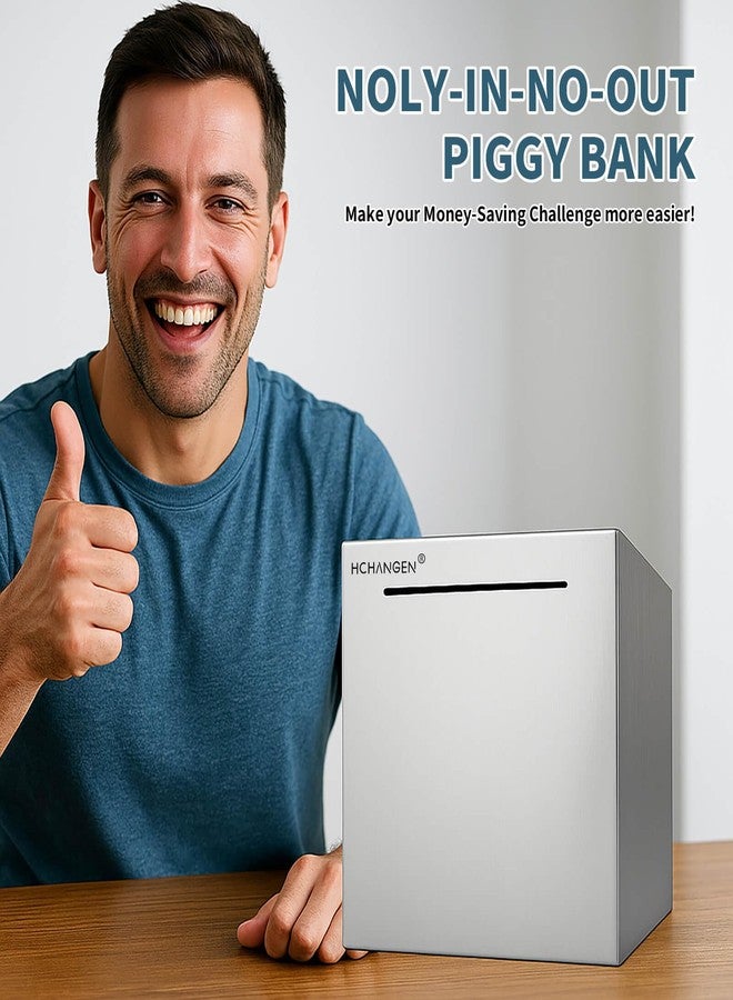 HCHANGEN Stainless Steel Piggy Bank for Adults and Kids, Must Break to Open Metal Money Bank, Unopenable Saving Box for Cash (Silver, 4.72inches) - Image 4
